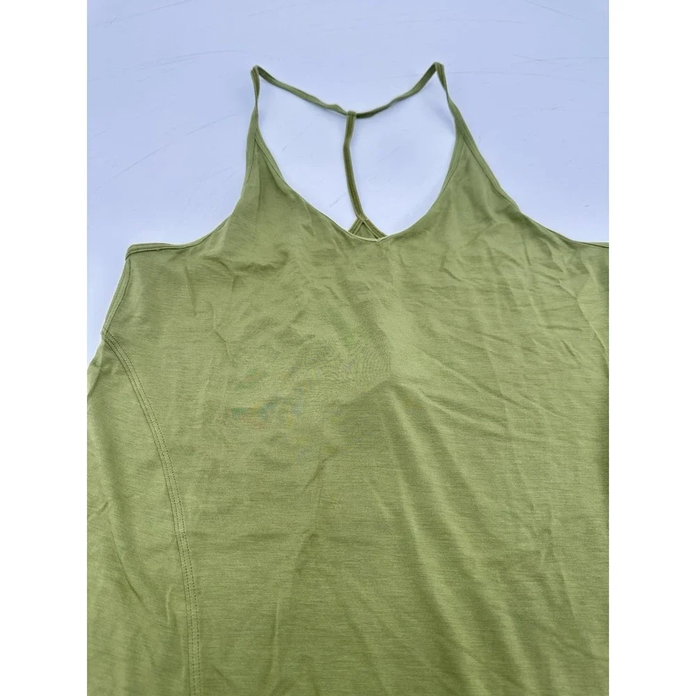 Lululemon Modal Silk Blend Yoga Tank‎ Top Sz 2 Green Open Back Athletic Flowy